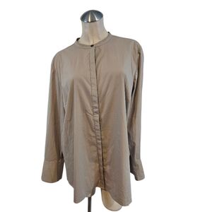 H by Halston Size XL Oversized Button-Up Shirt Mandarin Collar